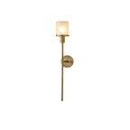 Clérachic Mycara sconce in copper on a plain white background, lit, showing the full silhouette end to end.