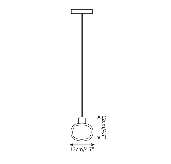 Dimension drawing of this Clérachic pendant, with its height and width both marked at 12 cm.