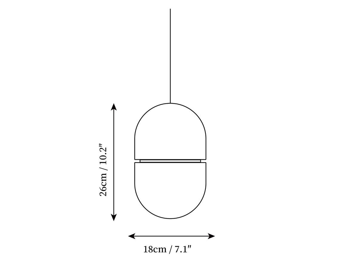 Clérachic light dimension drawing, 2 of 2, every measurement marked in centimetres and inches.