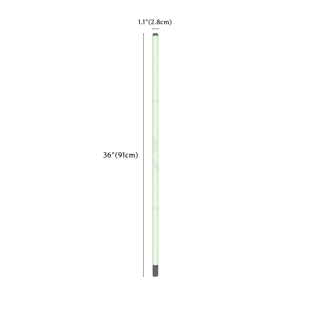 Clérachic floor lamp dimension drawing, 91 cm, every measurement marked in centimetres and inches.