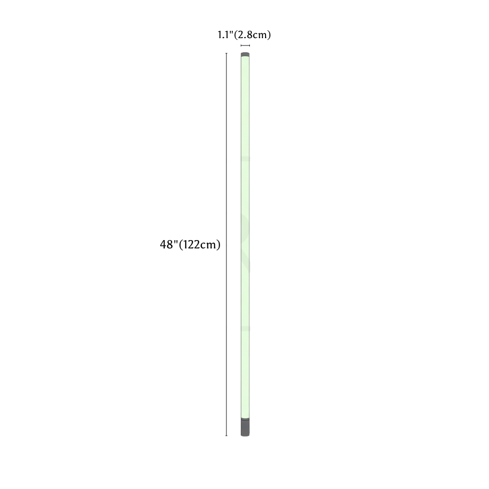 Clérachic floor lamp dimension drawing, 122 cm, every measurement marked in centimetres and inches.