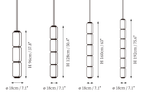 Dimension drawing of this Clérachic pendant in the 18 cm cylinder range, with heights of 96, 128, 160 and 192 cm marked.
