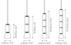 Dimension drawing of this Clérachic pendant in the 26 cm range with a cone, with heights from 57 to 153 cm marked.