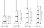 Dimension drawing of this Clérachic pendant in the 40 cm range with a dome, with heights from 53 to 149 cm marked.