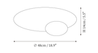 Dimension drawing of this Clérachic ceiling light, with its height and width marked for the larger size.