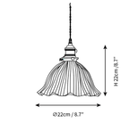Dimension drawing of this Clérachic pendant, with its height and width marked.