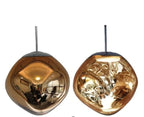 The Clérachic melt pendant in bronze, mirrored finish beside the lit molten interior.