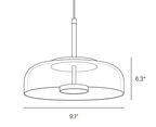 Dimension drawing of this Clérachic pendant light, with its 16 cm height and 23 cm width marked.