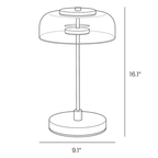 Dimension drawing of this Clérachic table lamp, with its height and base width marked.