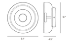 Dimension drawing of this Clérachic wall light, with its width, height and depth marked.