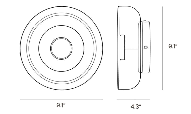 Dimension drawing of this Clérachic wall light, with its width, height and depth marked.