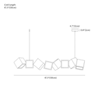 Clérachic pendant light dimension drawing, every measurement marked in centimetres and inches.