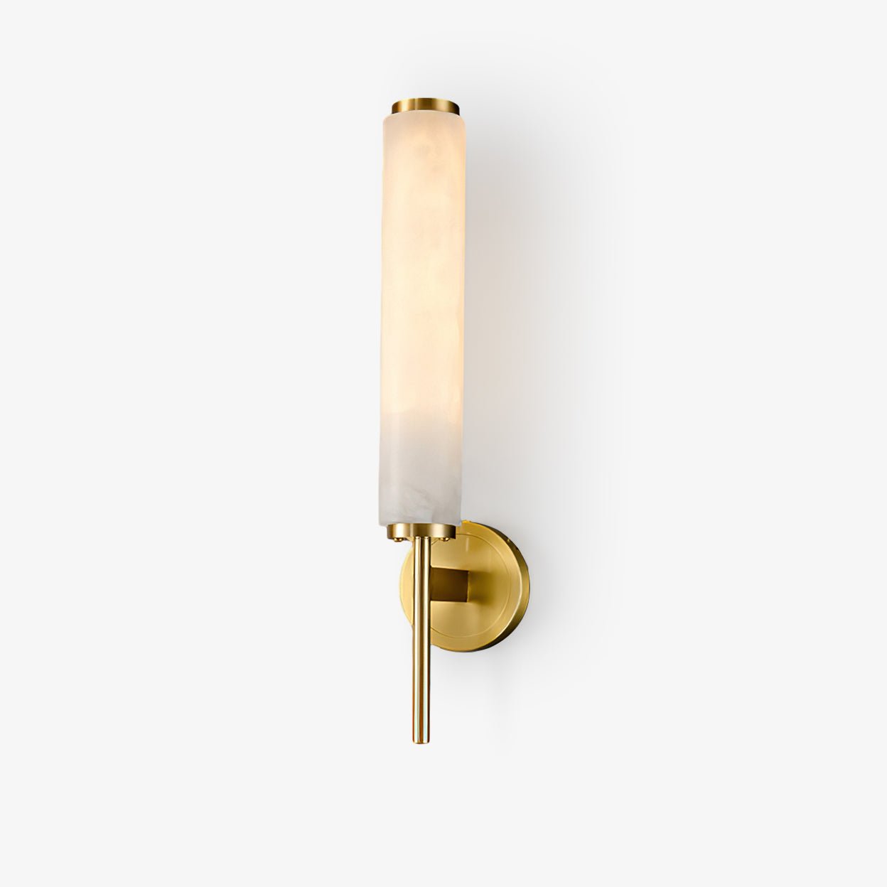 Clérachic Olrinyra in brass on a clean white background, the full single-cylinder silhouette shown end to end.