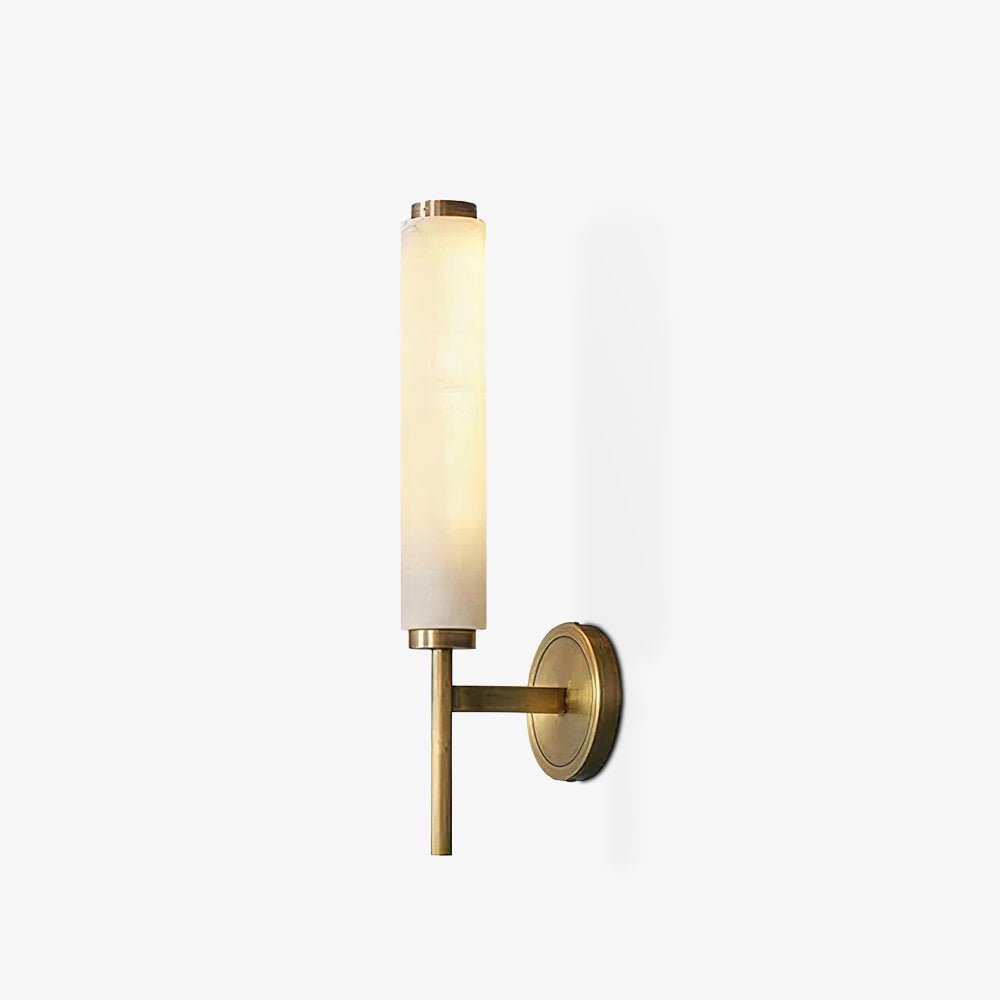 The Clérachic Olrinyra in brass shown side on, revealing how the arm carries the tube clear of the backplate.