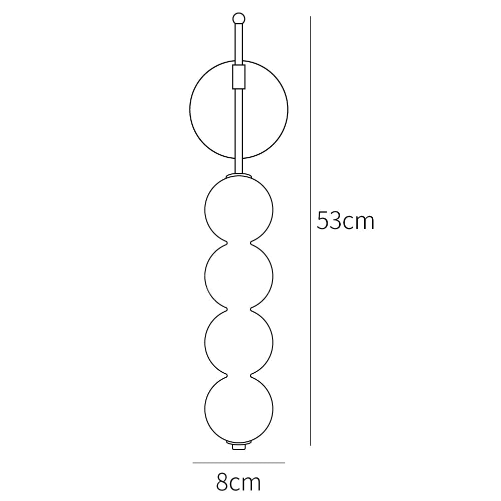 Dimension drawing of this Clérachic wall light, with its 53 cm height and 8 cm width marked.