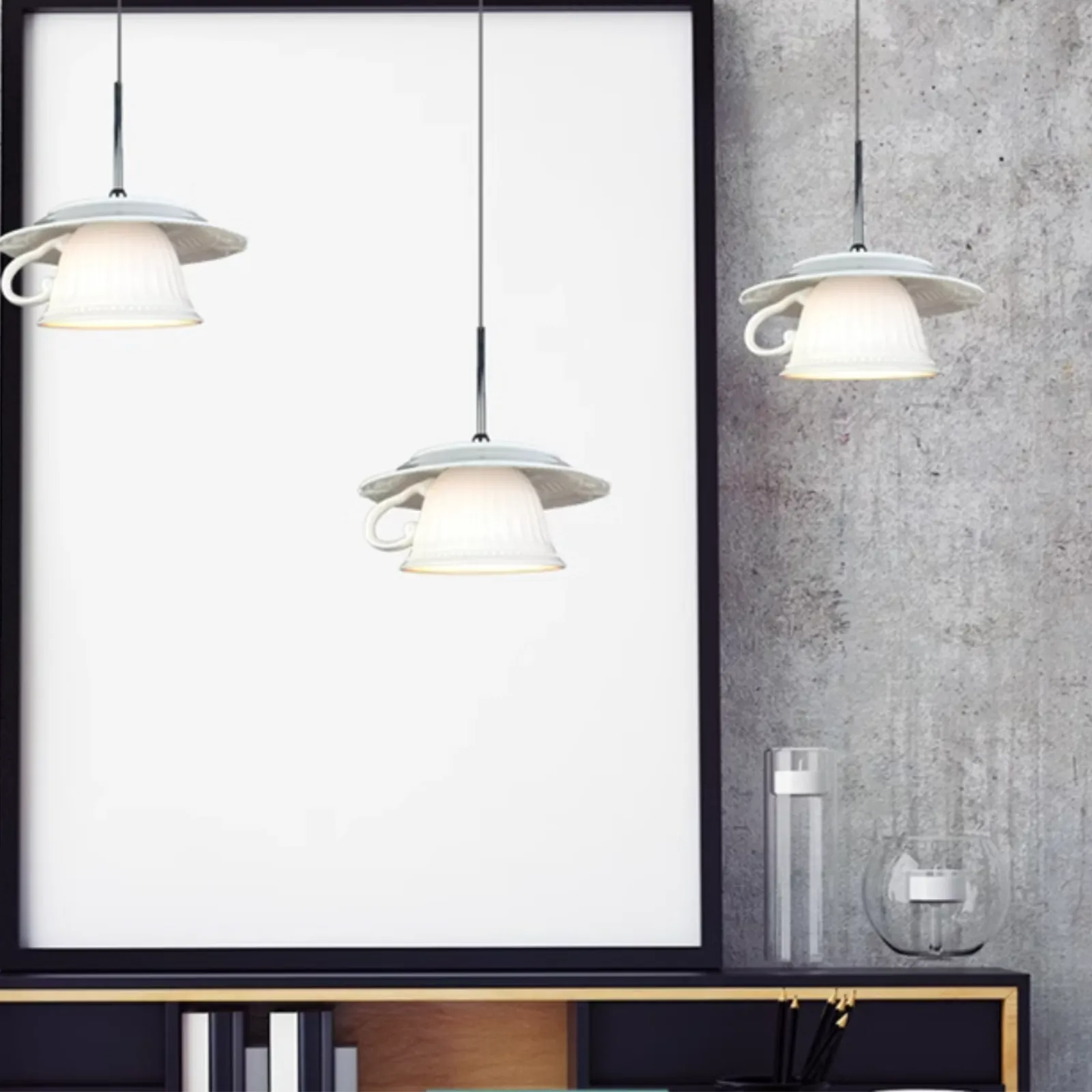 Clérachic pendant light in a room setting over a desk.