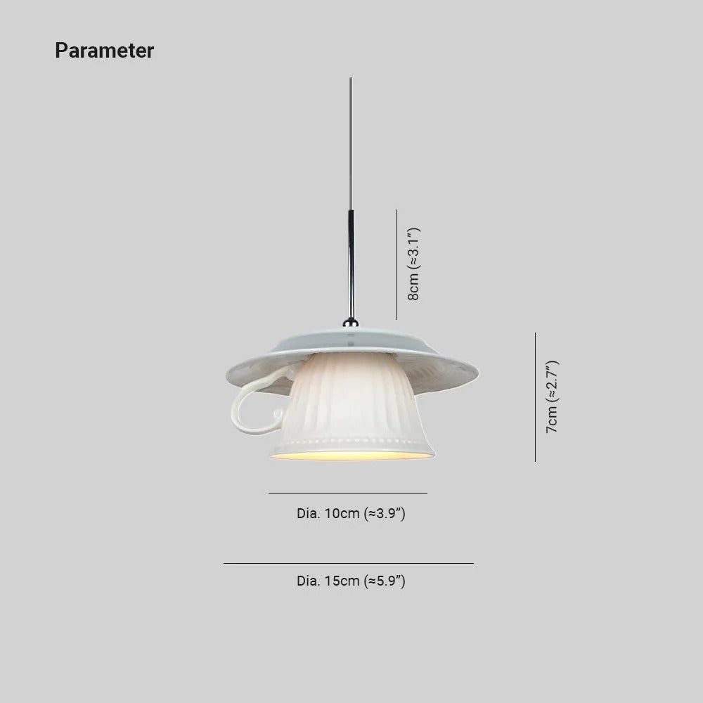 Detail of the Clérachic pendant light — the shade, the frame and the join.