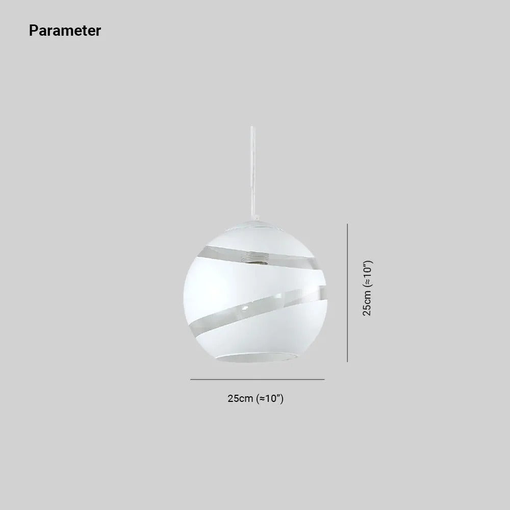 Dimension drawing for the Clérachic glass globe pendant, 25 cm (≈10″) wide and 25 cm (≈10″) tall.