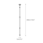 Dimension drawing for the long Clérachic Orinos run, 14 cm / 5.5″ heads on a 269 cm / 105.9″ stairwell drop.