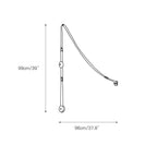 Dimension drawing for the two-head Clérachic Orinos ceiling-to-wall run, 96 cm / 37.8″ span and 99 cm / 39″ drop.