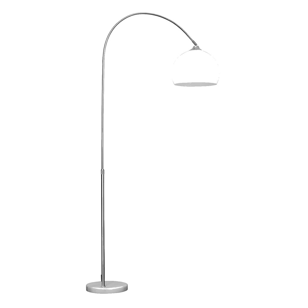 Dimension drawing of the orla arch floor lamp, in outline against white.