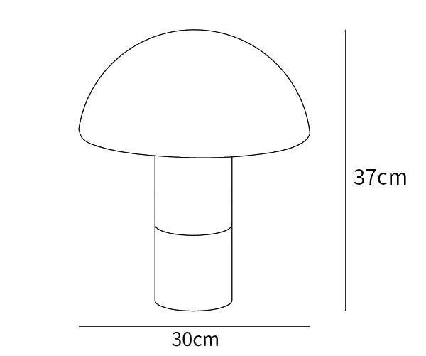 Dimension drawing of the orly table lamp, in outline against white.