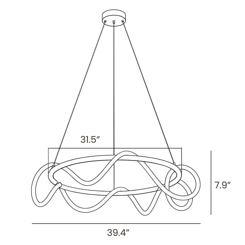 Dimension drawing of this Clérachic round pendant, with its width, ring diameter and height marked.