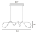 Dimension drawing of this Clérachic linear pendant, with its canopy length, overall width and height marked.