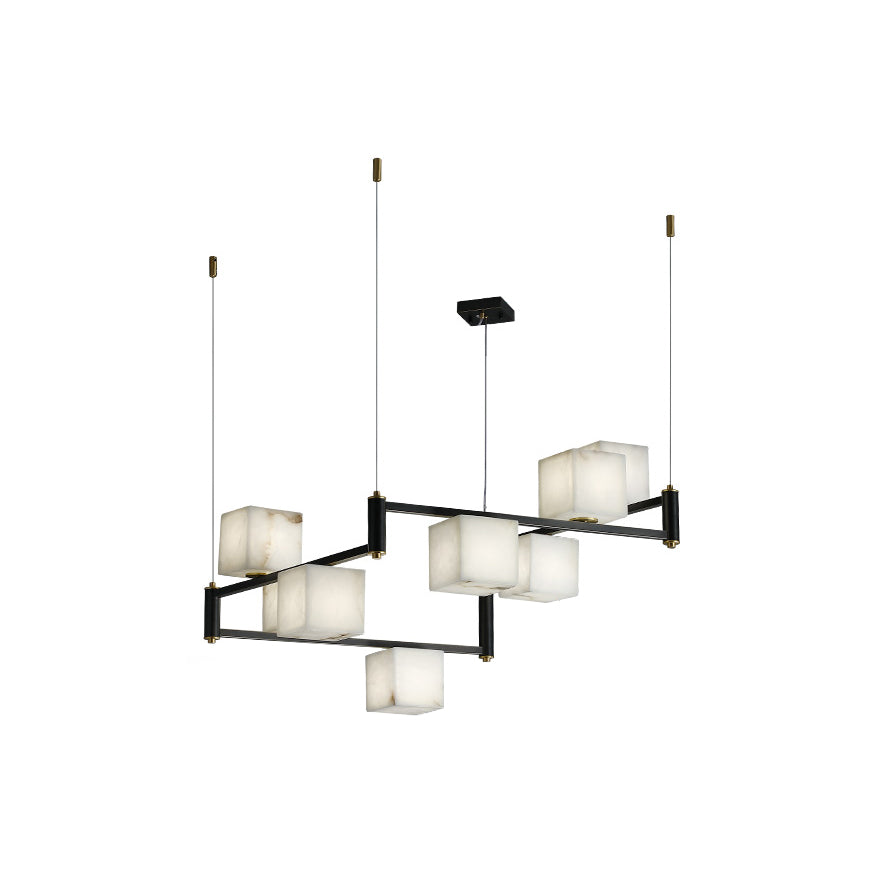 The Clérachic Ostruvye shown whole on white, three suspension cables running up to a compact ceiling canopy.