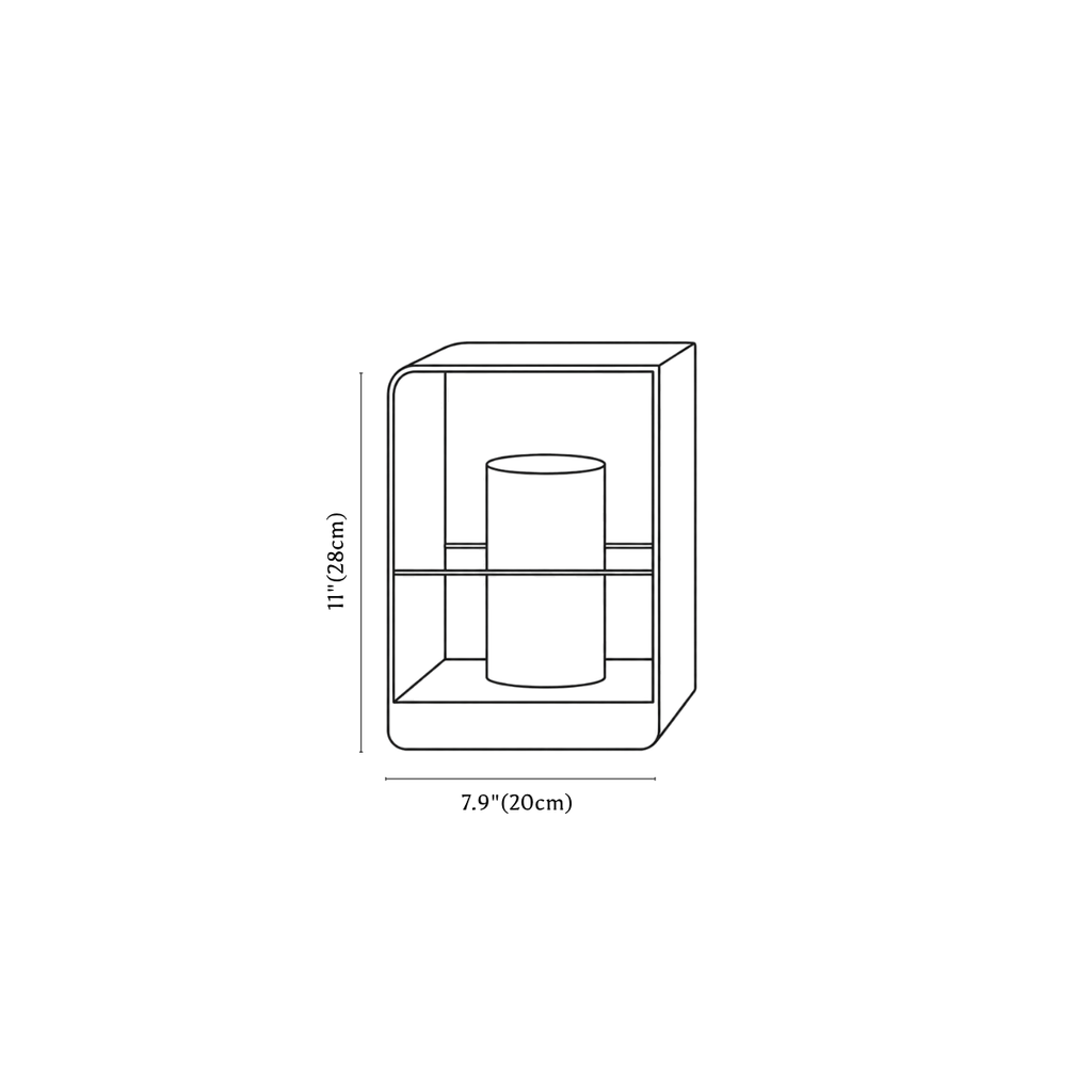 Clérachic lantern dimension drawing, 28 cm, every measurement marked in centimetres and inches.