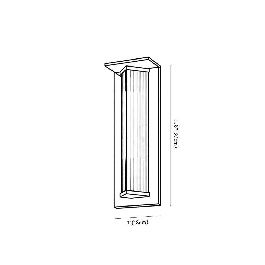 Clérachic wall light dimension drawing, every measurement marked in centimetres and inches.