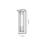 Clérachic wall light dimension drawing, every measurement marked in centimetres and inches.