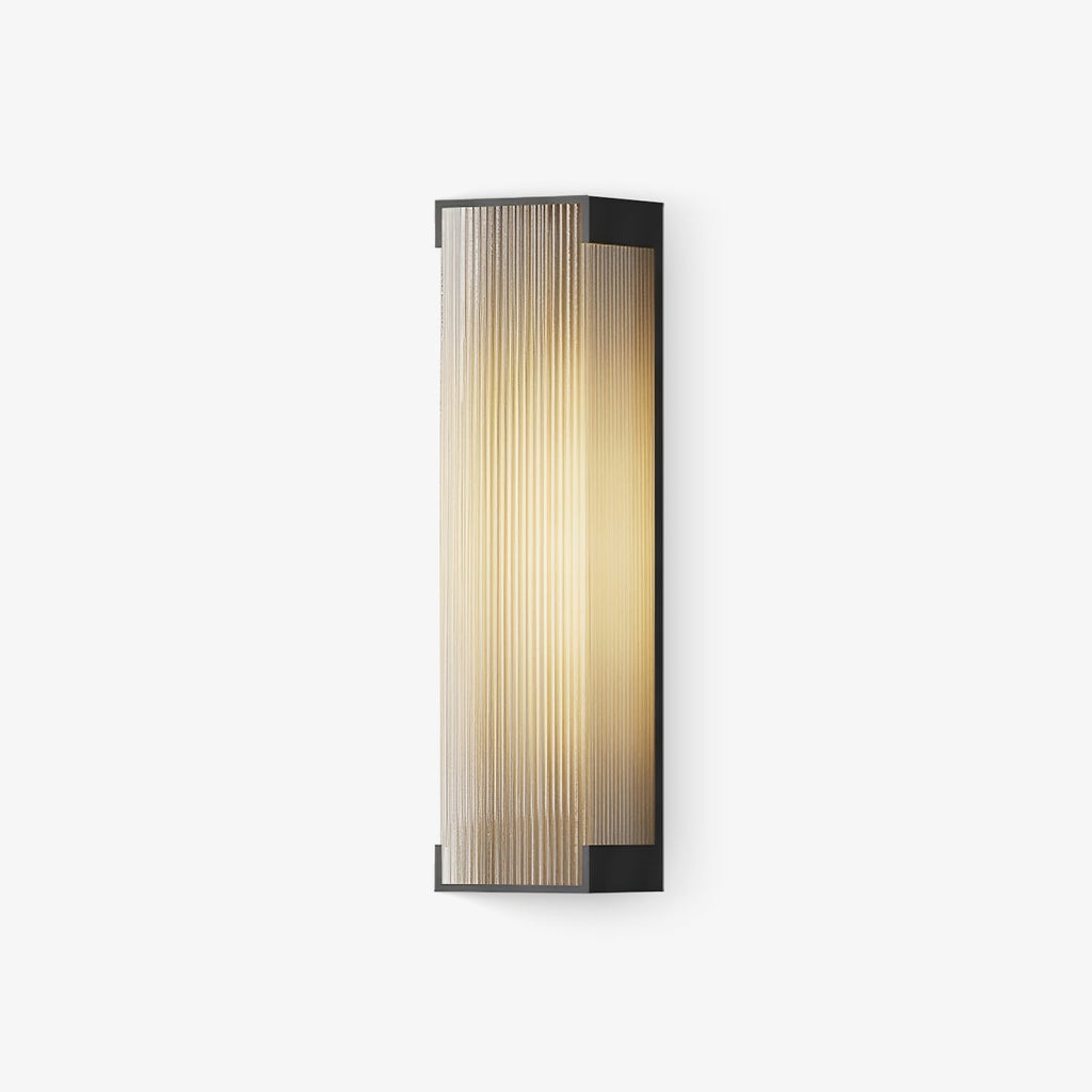 Ribbed-panel outdoor wall light from Clérachic with black end caps, shown on a plain white background.