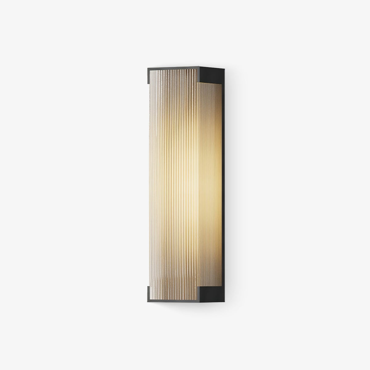 Ribbed-panel outdoor wall light from Clérachic with black end caps, shown on a plain white background.