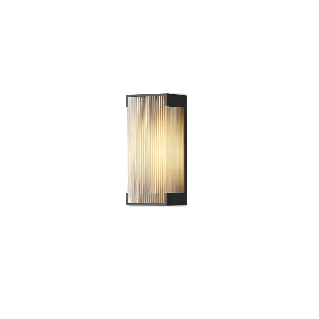 Small ribbed-panel wall light from Clérachic with black end caps, shown on a plain white background.