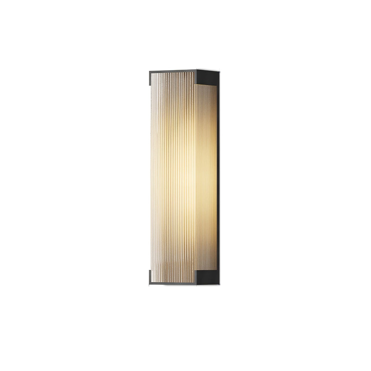Taller Clérachic wall light with a slim ribbed panel and black end caps, shown unlit on a white background.