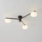 Clérachic Oval Opal Glass Ceiling Light in matte black, three opal ovals on flat blade arms, mounted tight to the ceiling.