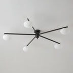 Clérachic Oval Opal Glass Ceiling Light in black, five arms fanned wide with the shades tipped downward.