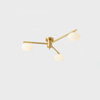 Clérachic Oval Opal Glass Ceiling Light in brass, three-arm version isolated on white for a clear side profile.