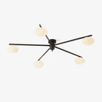 Clérachic Oval Opal Glass Ceiling Light in matte black, five-head version shown on white for scale and shape.