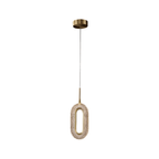 Clérachic single oval pendant with a brass ring, textured acrylic shade and round brass canopy, shown on a white background.