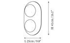 Dimension drawing of this Clérachic wall light, with its height and width marked for the large size.