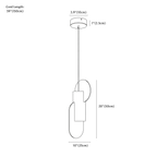 Clérachic pendant light dimension drawing, 25 × 50 cm, second style, every measurement marked in centimetres and inches.