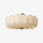 The Clérachic overlapping glass disc semi-flush ceiling light shown unlit in its ivory-toned glass finish.