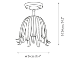 Dimension drawing of this Clérachic ceiling light, with its height and width marked.