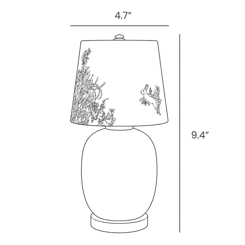 Dimension drawing of this Clérachic table lamp, with its height and width marked.