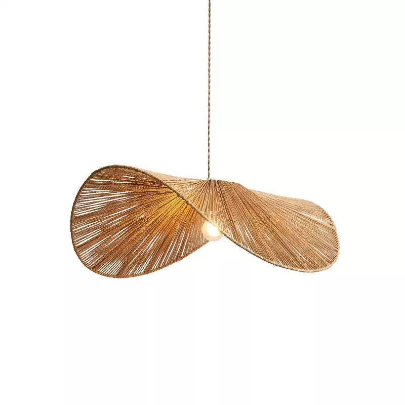 Seen from below, this Clérachic pendant's saddle-shaped shade curves outward from its lit centre.