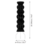 Clérachic floor lamp dimension drawing, every measurement marked in centimetres and inches.