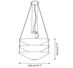 Clérachic pendant light dimension drawing, every measurement marked in centimetres and inches.