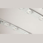 Close-up of the integrated LED array inside a Clérachic flush mount ceiling light, showing the dimmable diode strip.